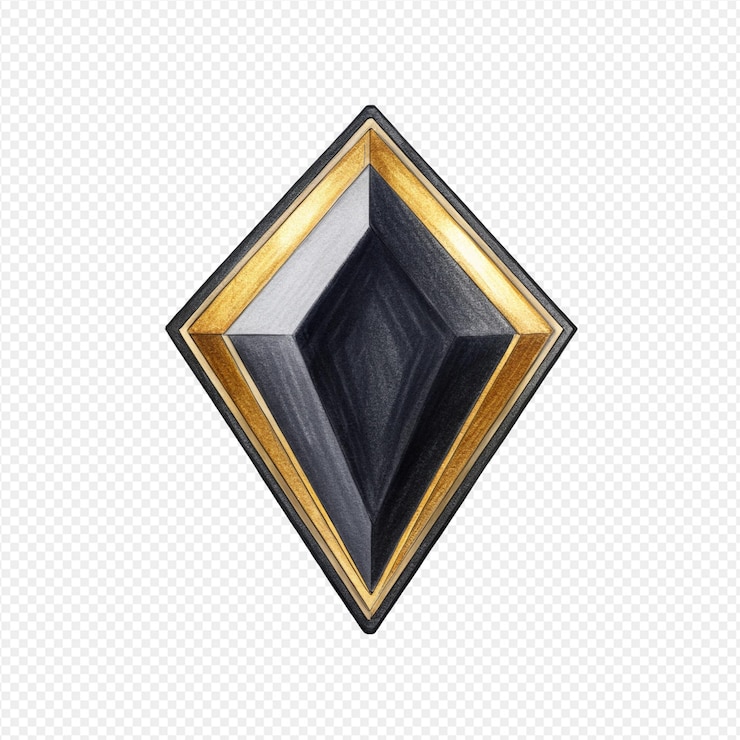 PSD forma hexagonal alongada centro preto borda dourada design elegante