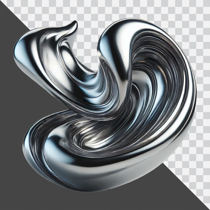 PSD forma líquida abstracta 3d realista en color cromo aislada en un fondo transparente