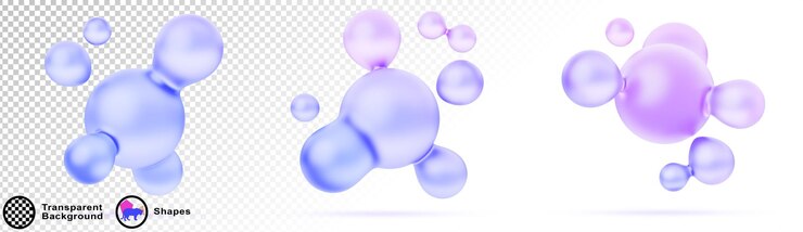 PSD forma de mancha líquida holográfica en 3d bola de fluido de gradiente abstracto metabolica azul púrpura suave morphing de objetos gráficos espray de esfera molecular particula de rebote suave conjunto de renderización aislado