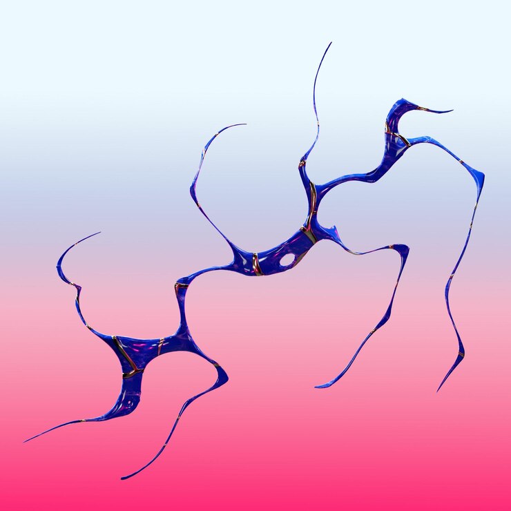 PSD forma orgânica azul abstrata com fundo gradiente