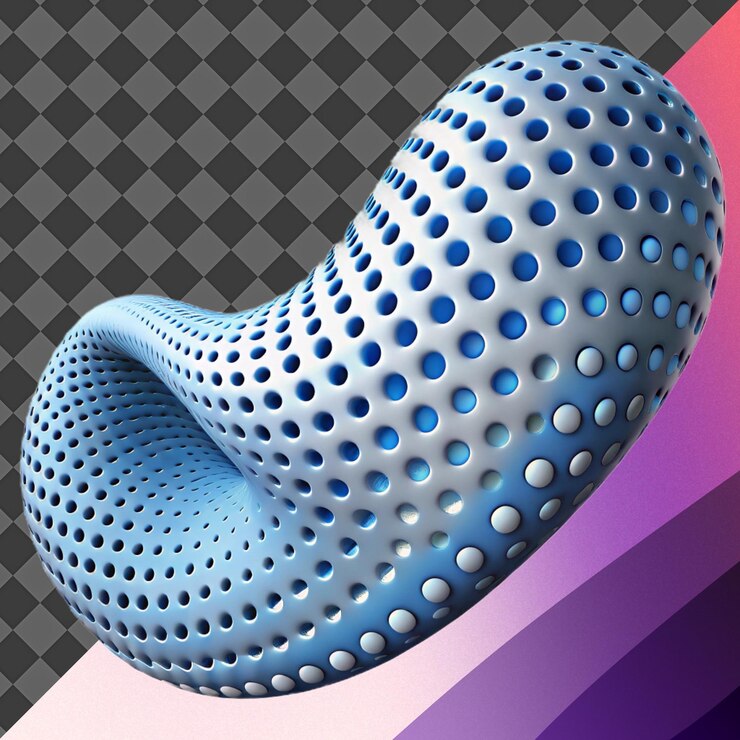 PSD forma perfurada azul 3d abstrata