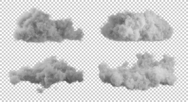 PSD forma preta nublada conjunto de renderização 3d isolada