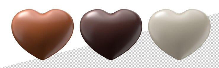 Forma de tres corazones de chocolate aislado