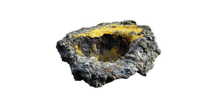 PSD formação mineral de enxofre e rocha isolada em fundo transparente