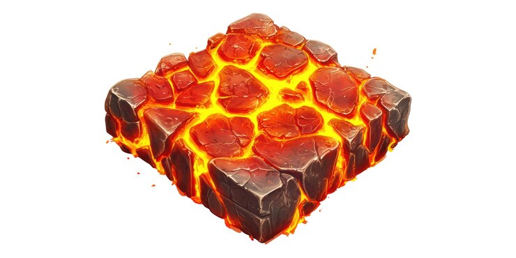 PSD formación de roca de lava brillante aislada en un fondo transparente