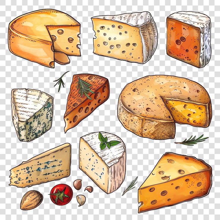PSD formaggi sfondo trasparente acquerello clipart