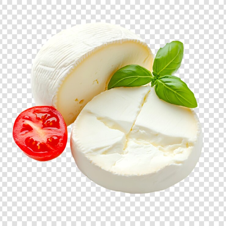 Formaggio cremoso fette rotonde di basilico pomodoro