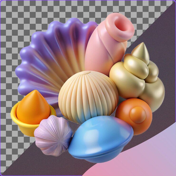 PSD formas 3d abstractas coloridas y suaves