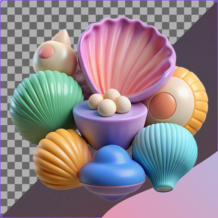 PSD formas 3d abstractas de las conchas