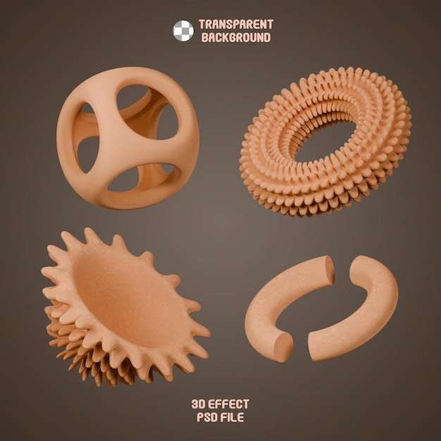 Formas abstractas 3D con renderización de textura de caja