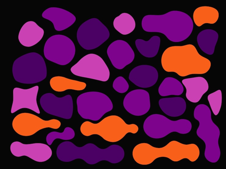 PSD formas abstratas coloridas, fluidas, desenhadas à mão, formas orgânicas, formas vetoriais, elementos sem costura