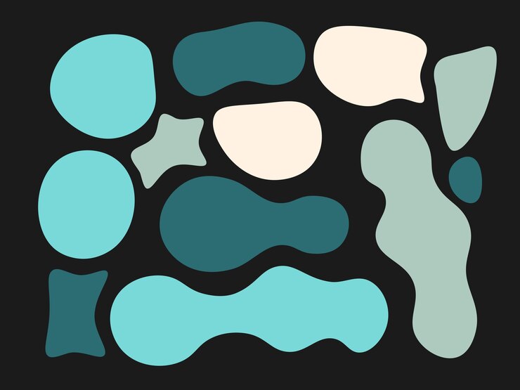 PSD formas abstratas verdes coloridas formas fluidas desenhadas à mão formas orgânicas formas vetoriais elementos sem costura