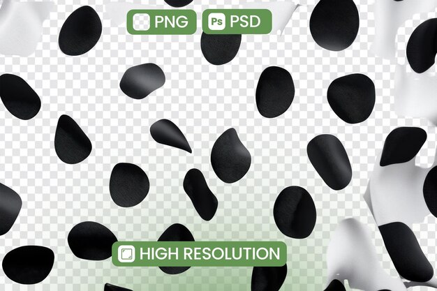 Formas flotantes en blanco y negro con un fondo transparente Renderización 3D de objetos geométricos abstractos Elemento de diseño para Mockup