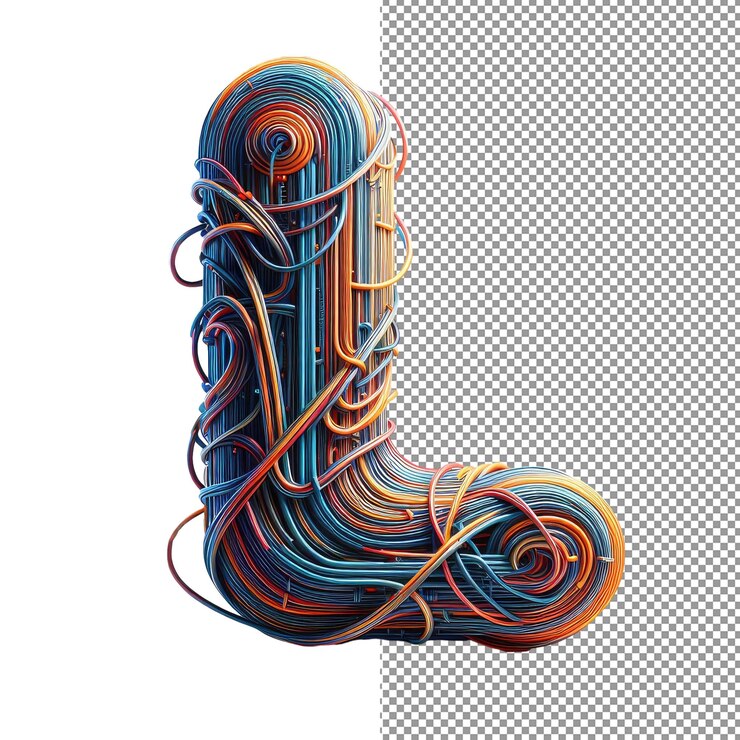 PSD formas futurísticas de letras alfabeto isolado 3d