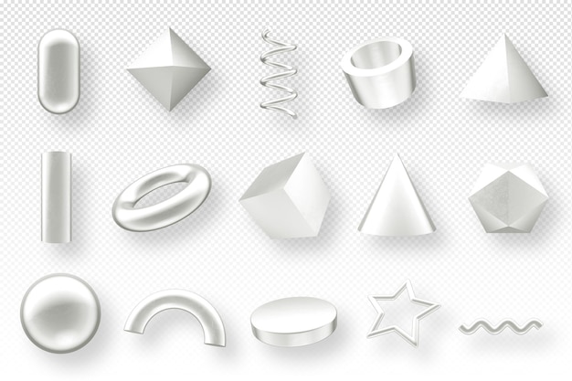 Formas geométricas 3d render formas plateadas