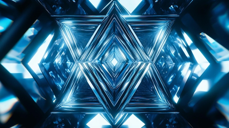 PSD formas geométricas azules abstractas que forman un túnel simétrico