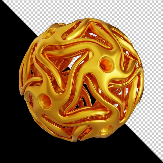 Formas geométricas doradas en composición 3D abstracta