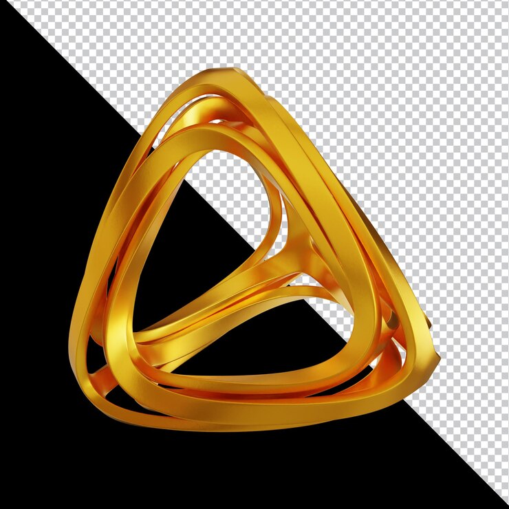 PSD formas geométricas doradas en composición 3d abstracta
