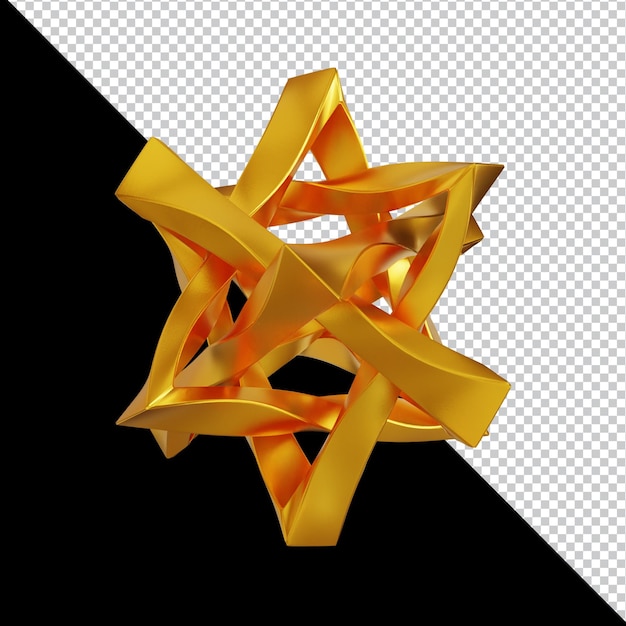 Formas geométricas doradas en composición 3D abstracta