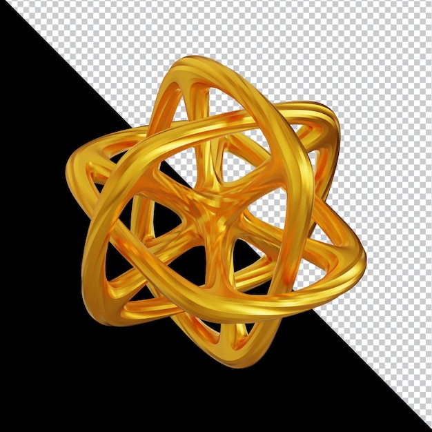 Formas geométricas doradas en composición 3D abstracta