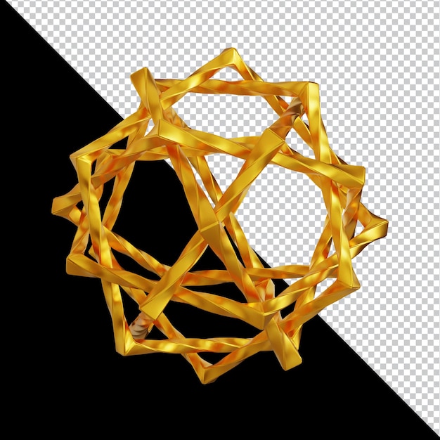 Formas geométricas doradas en composición 3D abstracta