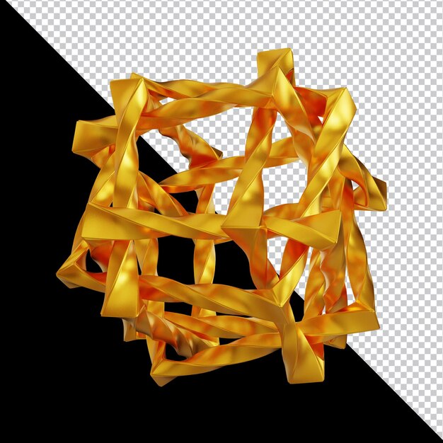 Formas geométricas doradas en composición 3D abstracta