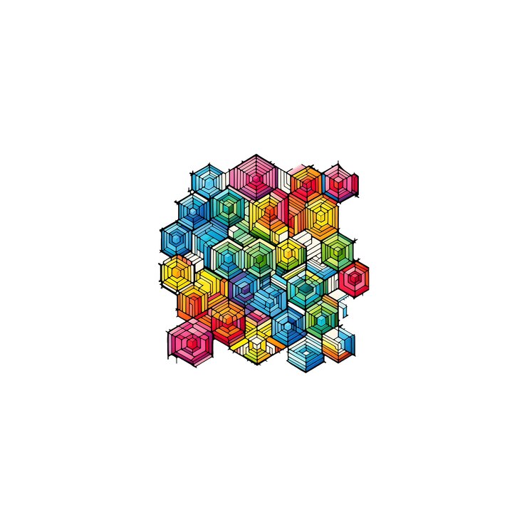 PSD formas geométricas não-agonais coloridas