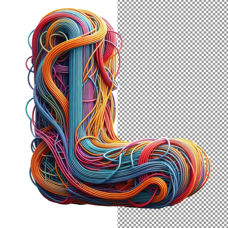 PSD formas de letras futuristas alfabeto aislado en 3d