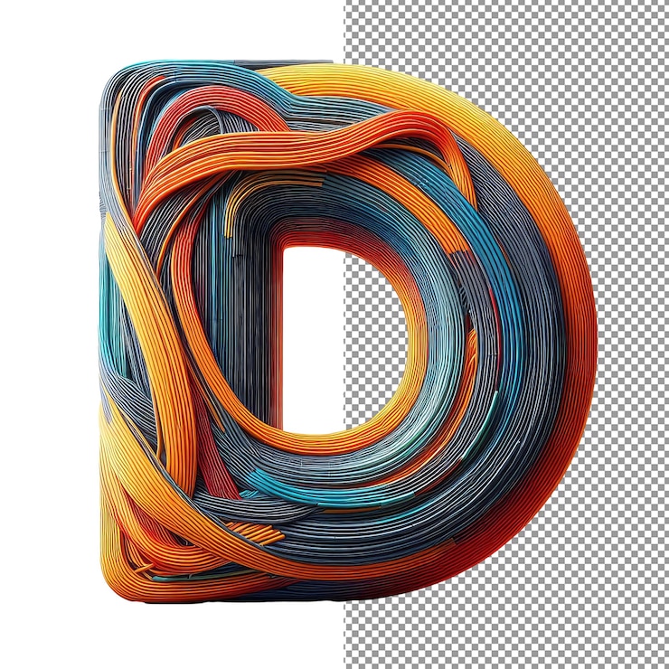 PSD formas de letras futuristas alfabeto aislado en 3d