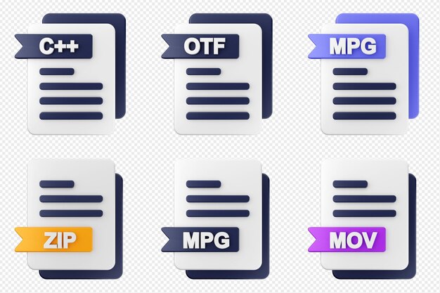 Format de fichier 3D type ensemble d'icônes