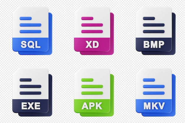 format de fichier 3d type icône set bundle sql xd bmp exe apk mkv