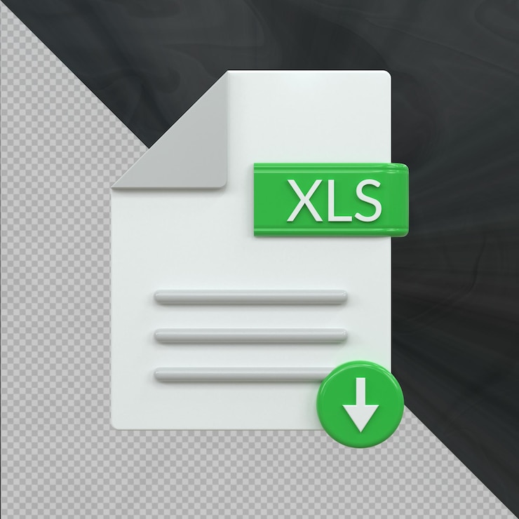 PSD format de fichier de documents icône xls style 3d icône de l'interface utilisateur téléchargement du concept de document brillant 3d
