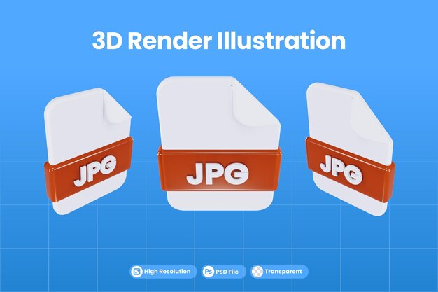 PSD format de fichier d'icône de rendu 3d jpg