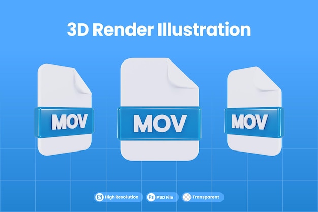 Format De Fichier D'icône De Rendu 3d Mov