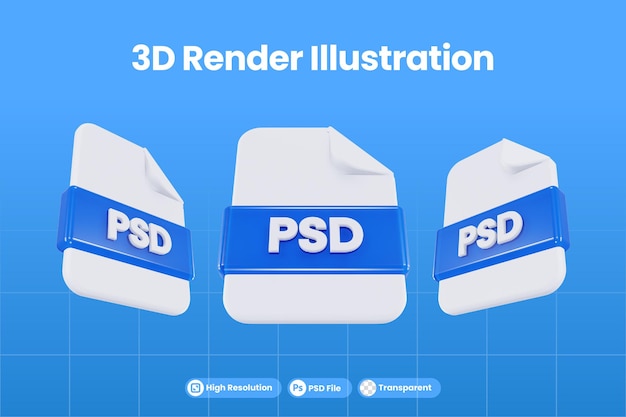 PSD format de fichier d'icône de rendu 3d psd