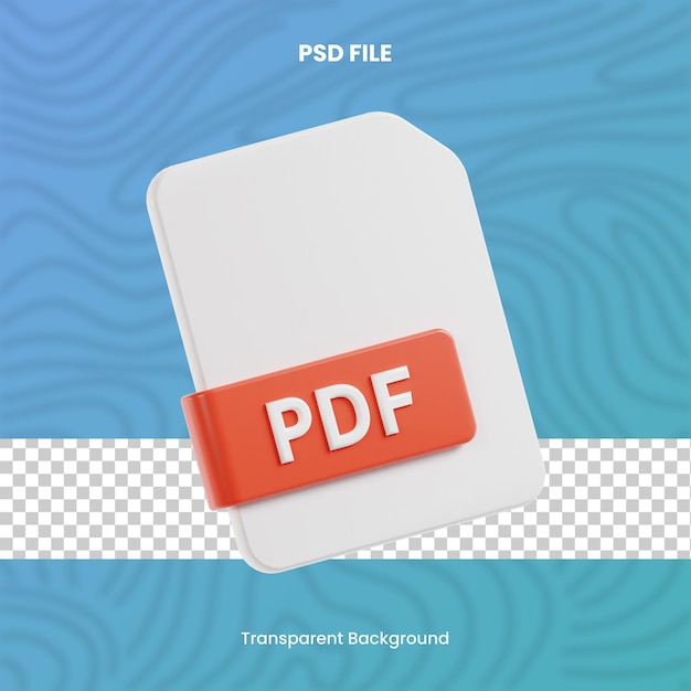 format de fichier pdf 3d défini sur fond transparent