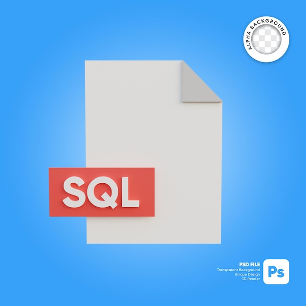 PSD format d'icône de fichier 3d sql