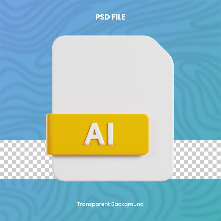 PSD formato de archivo 3d ai configuración de formato de archivo renderizado aislado de alta calidad