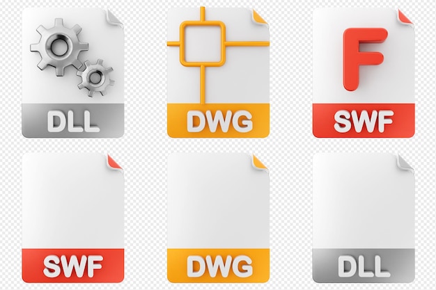 El formato de archivo 3D es el tipo de icono dll dwg swf