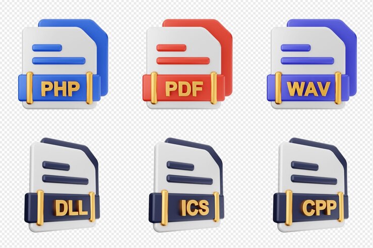 PSD formato de archivo 3d tipo de icono conjunto paquete php pdf wav dll ics cpp