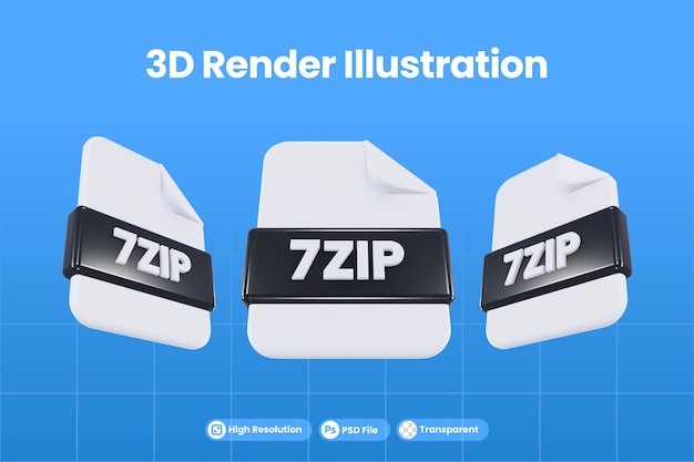 PSD formato de archivo de icono de procesamiento 3d 7zip