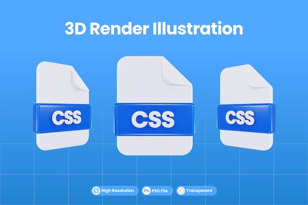 PSD formato de archivo de icono de renderizado 3d css