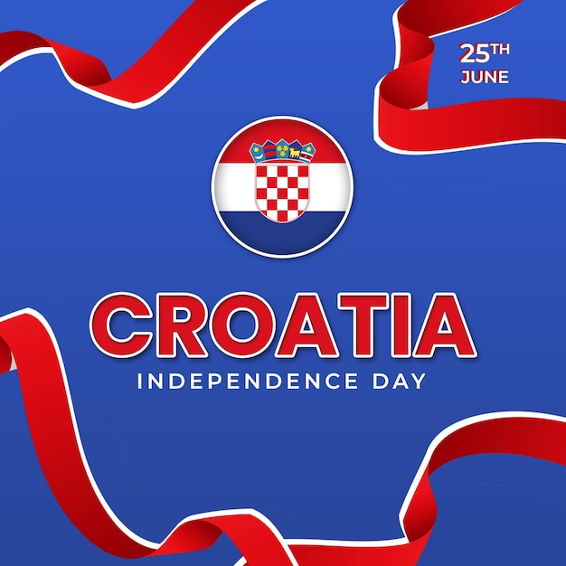 Formato de archivo de plantilla de publicación de banner de redes sociales del día de la independencia de croacia psd