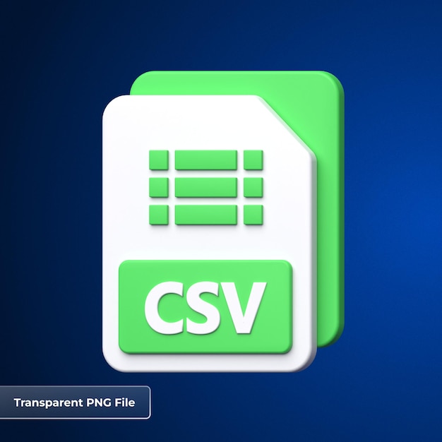 PSD formato de arquivo csv ícones 3d