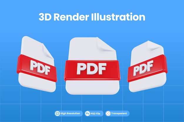 Formato de arquivo de ícone de renderização 3d pdf