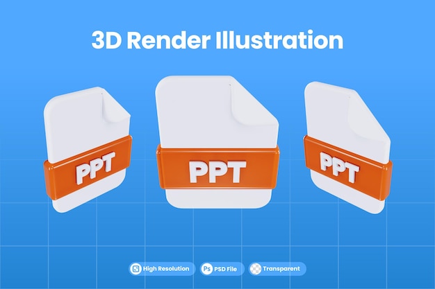 PSD formato de arquivo de ícone de renderização 3d ppt