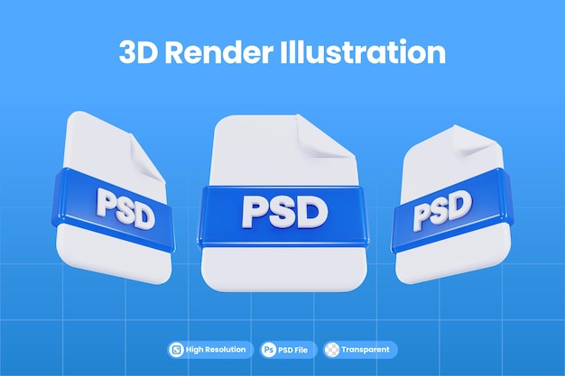 Formato de arquivo de ícone de renderização 3d psd