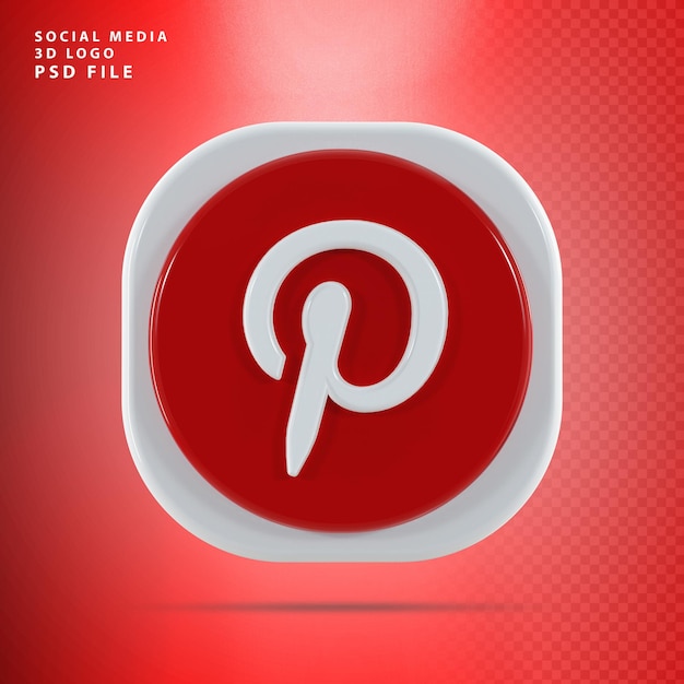Formato de renderização 3D do ícone do Pinterest