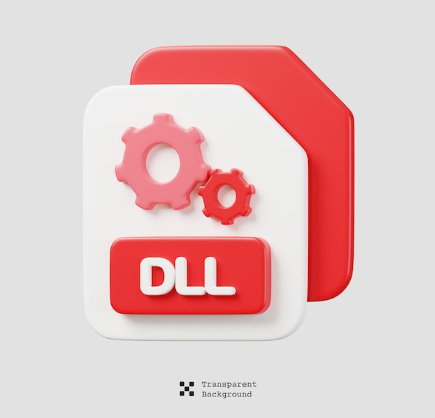 Formatos de archivo DLL Icono de tipo de archivo Formato de archivos y concepto de documento Ilustración de renderizado 3d