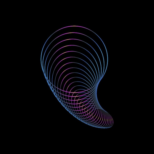 Formazione spirale astratta con colore gradiente su sfondo nero